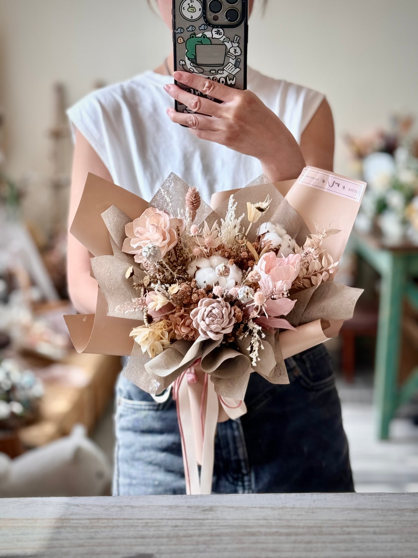 Korean Style Dried Flower Bouquet (M size 20-22cmW)