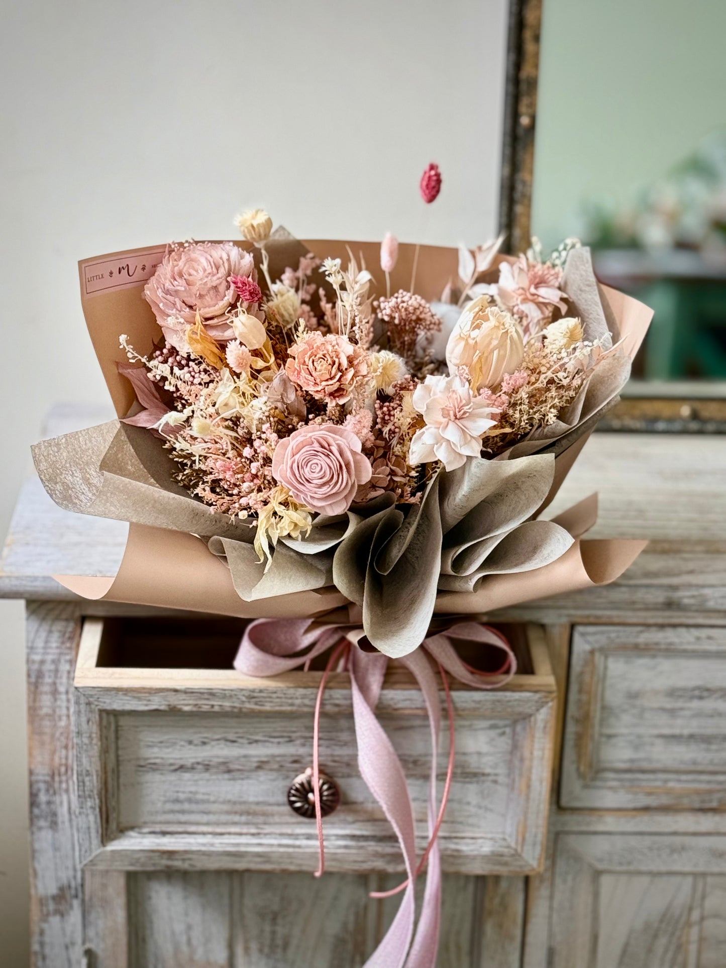 Korean Style Dried Flower Bouquet (L size 28-30cmW)