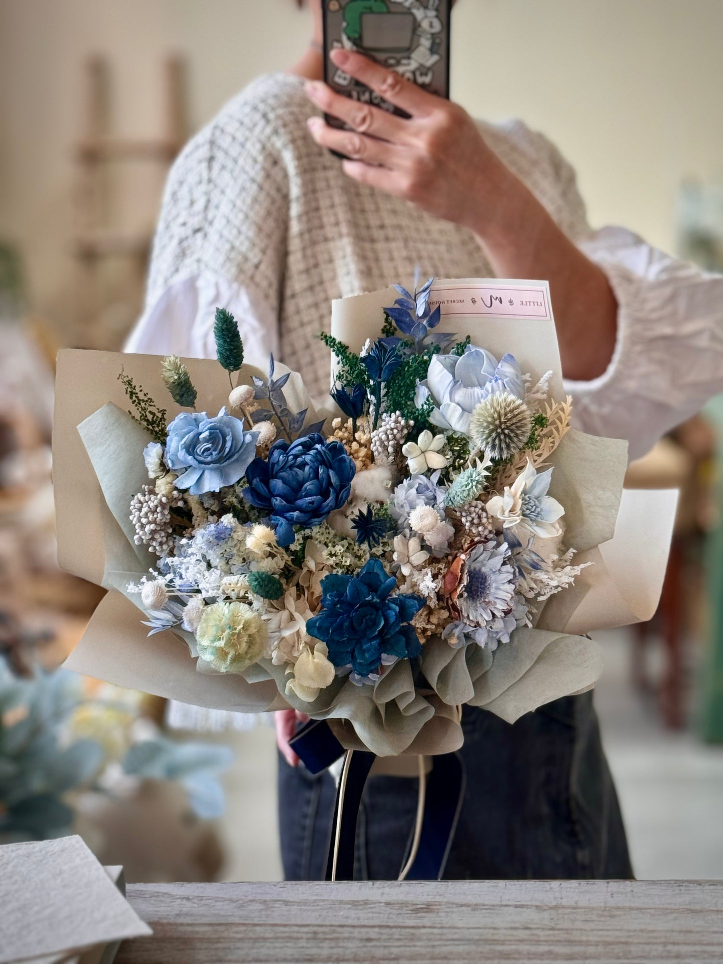 Korean Style Dried Flower Bouquet (L size 28-30cmW)