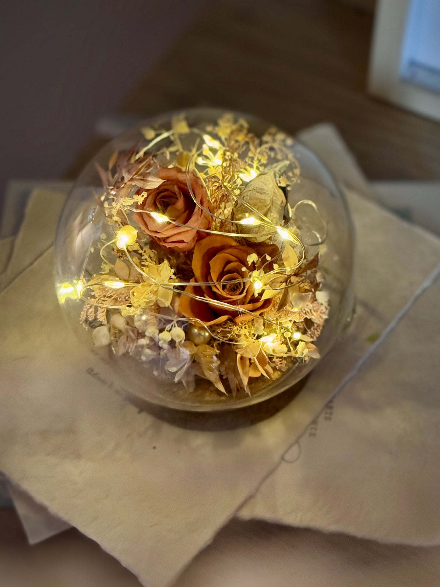 Preserved Flower Crystal Light Ball (12cm diameter)