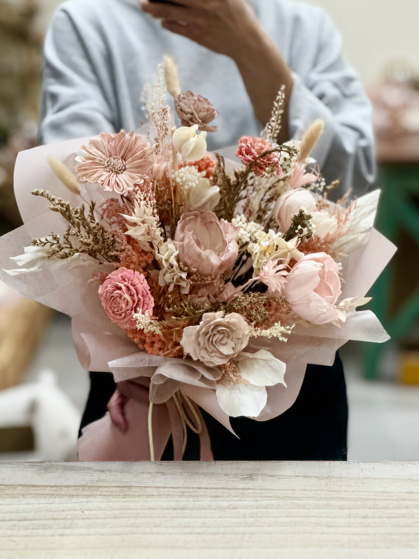 Korean Style Dried Flower Bouquet (L size 28-30cmW)