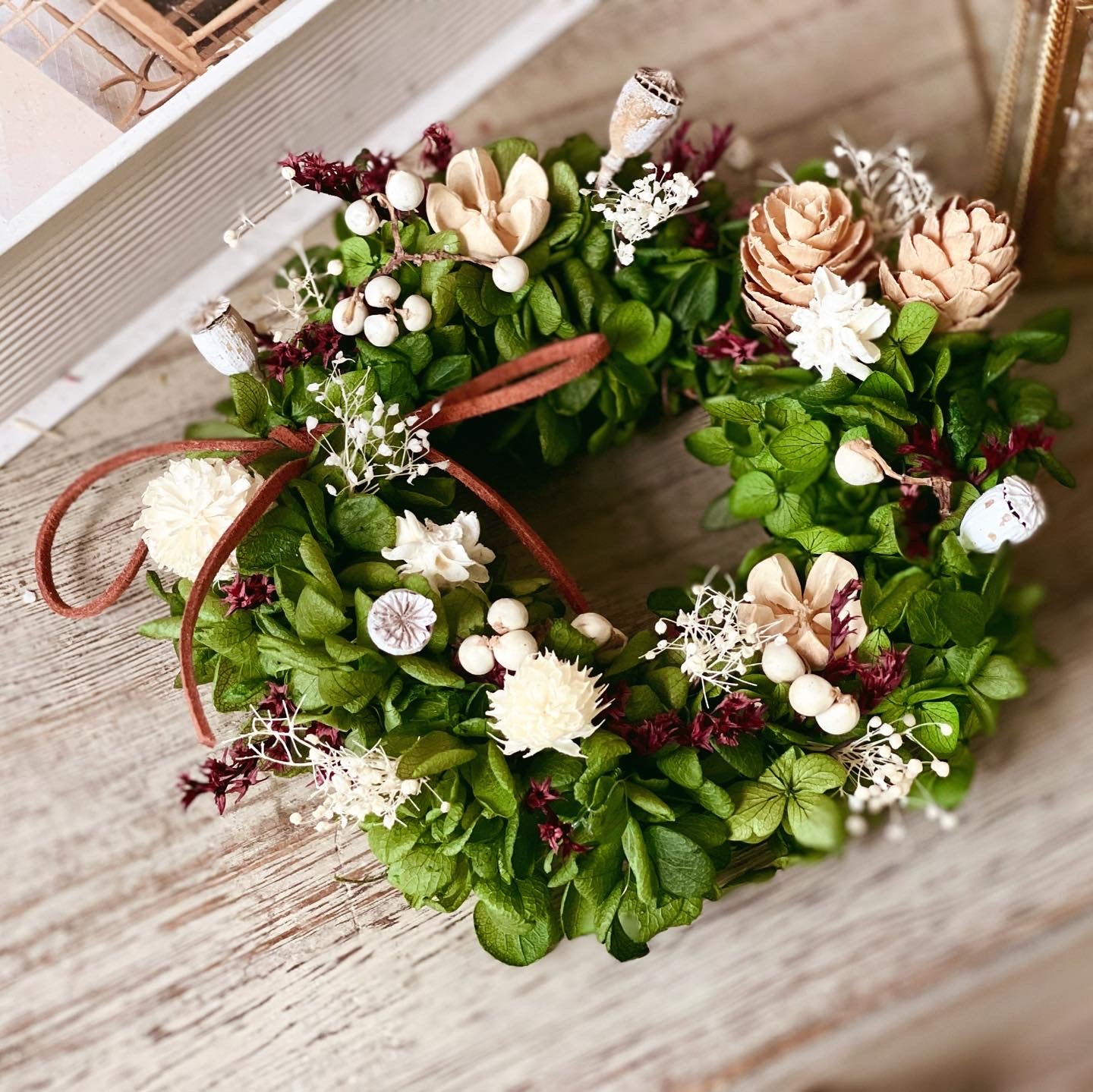 Small Dried Hydrangea Christmas Wreath Making Workshop