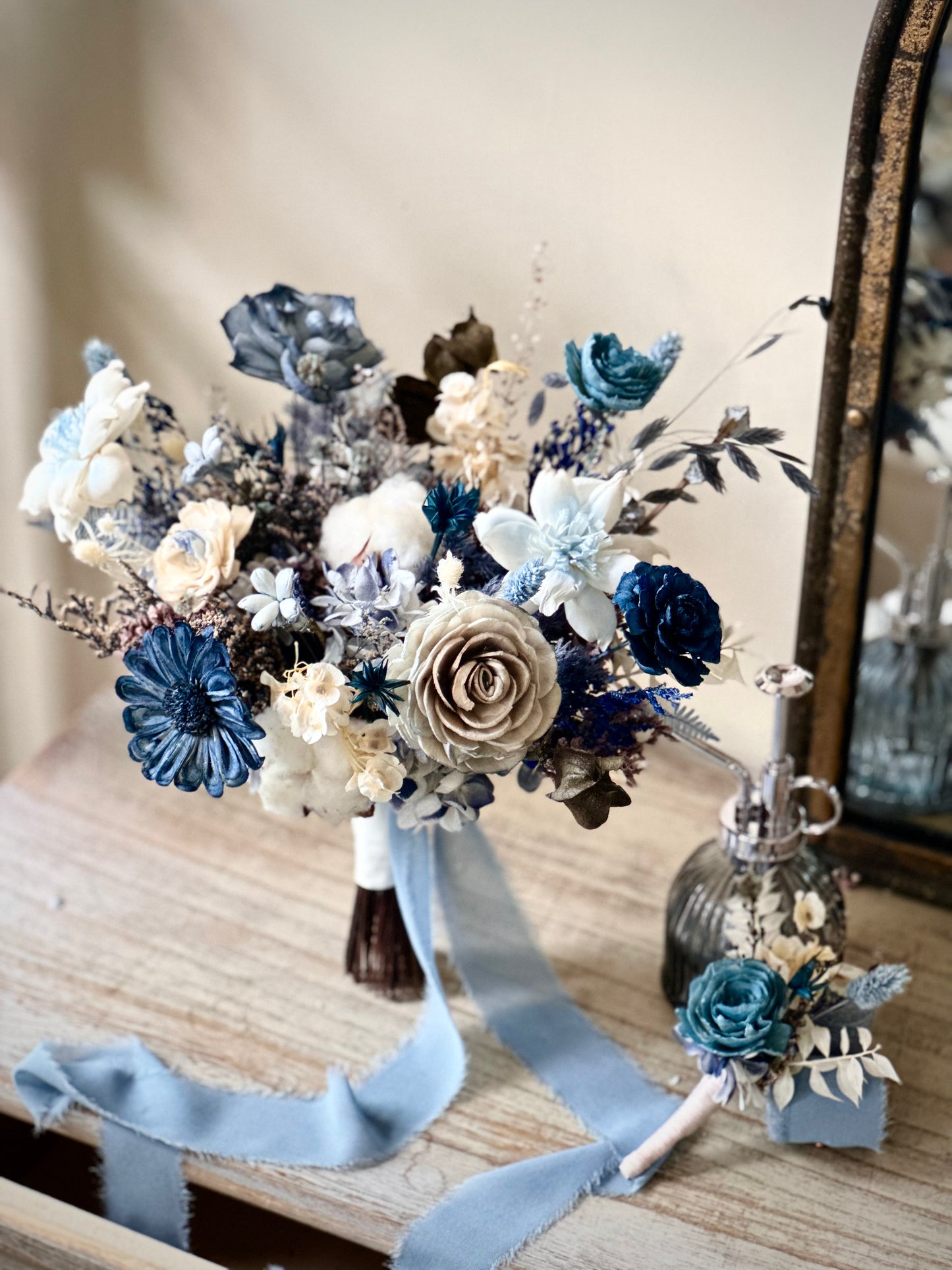 Dried Flower Bridal Bouquet (Natural Wide Style)