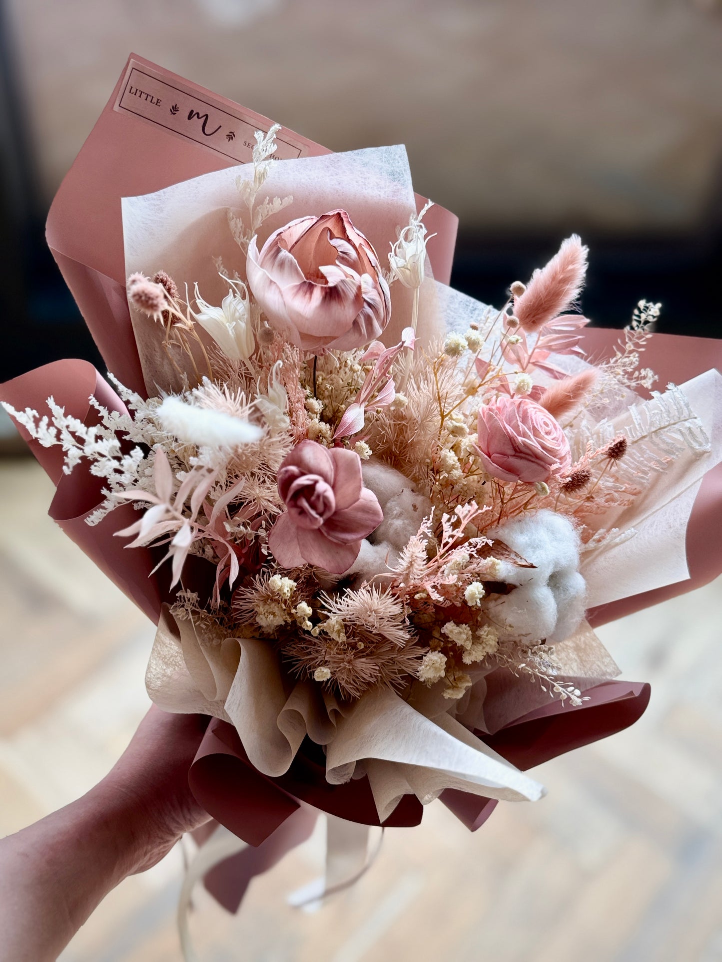 Korean Style Dried Flower Bouquet (L size 28-30cmW)
