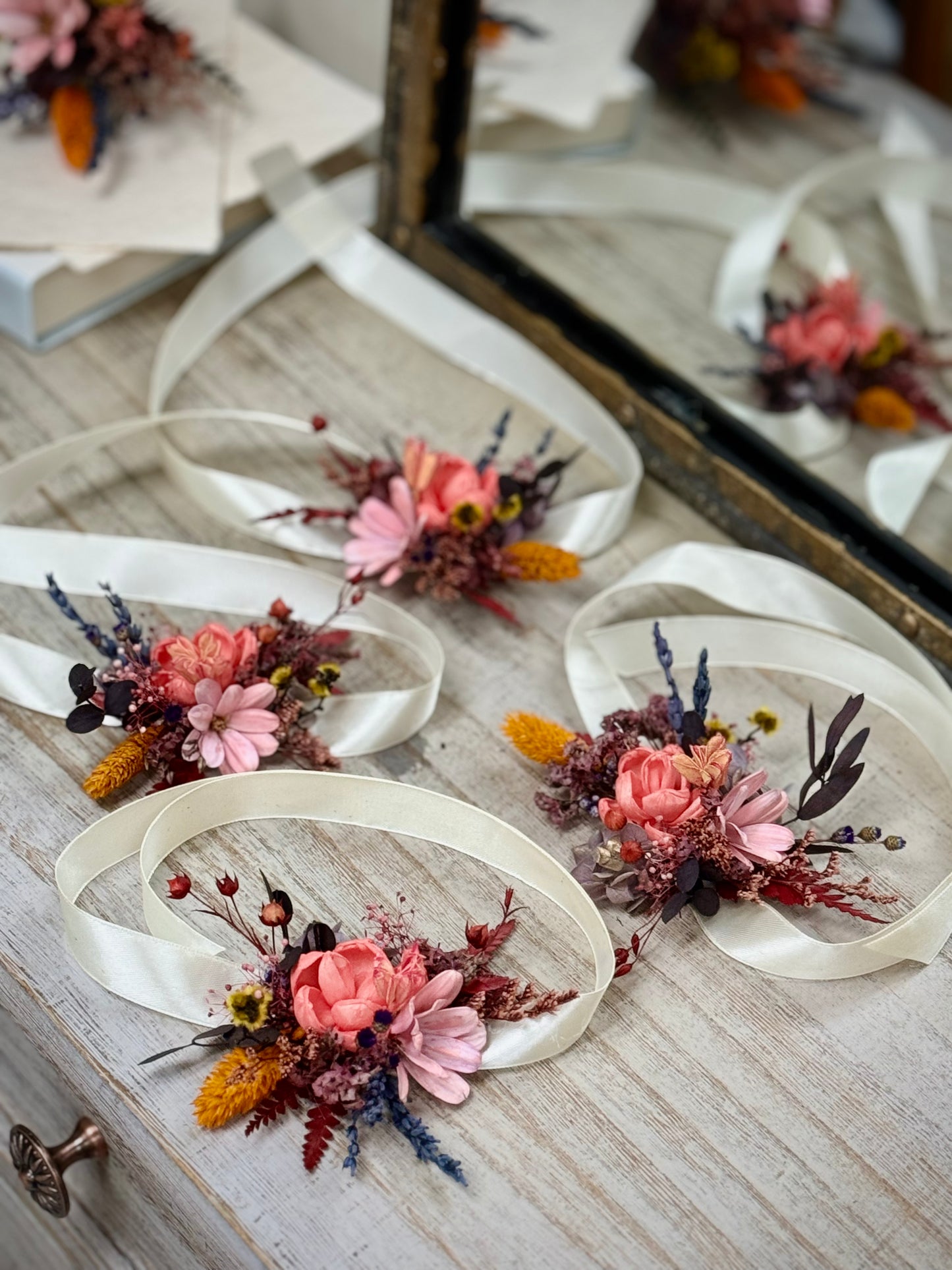Dried Flower Wrist Corsages